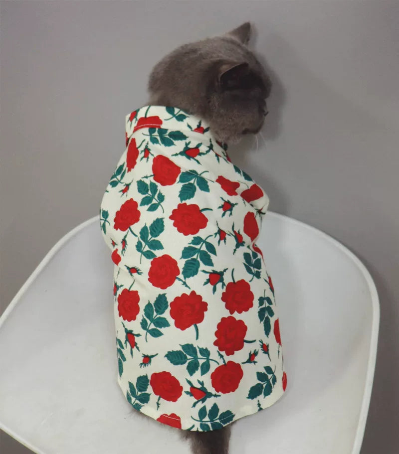 British Shorthair Rose Print Shirt Soft Floral Cat Clothing