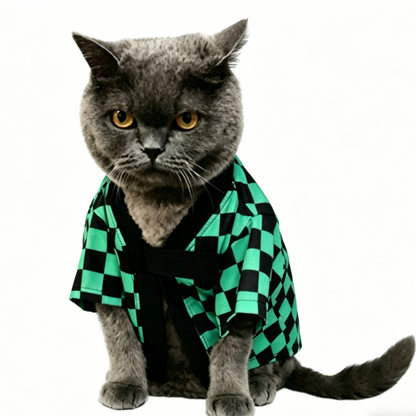 British Shorthair Clothes Tanjiro Kimono Demon Slayer Cosplay Cat Costume