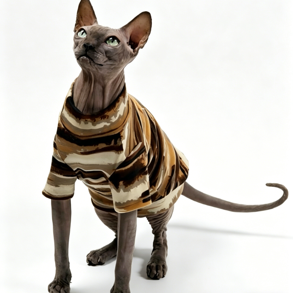 Sphynx & Devon Rex Cat Clothe Cotton Striped Jumpers Soft & Comfortable
