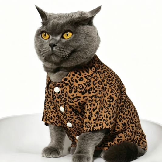 British Shorthair Leopard Print Shirt Skin-Friendly Cat Clothing