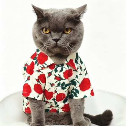 British Shorthair Rose Print Shirt Soft Floral Cat Clothing