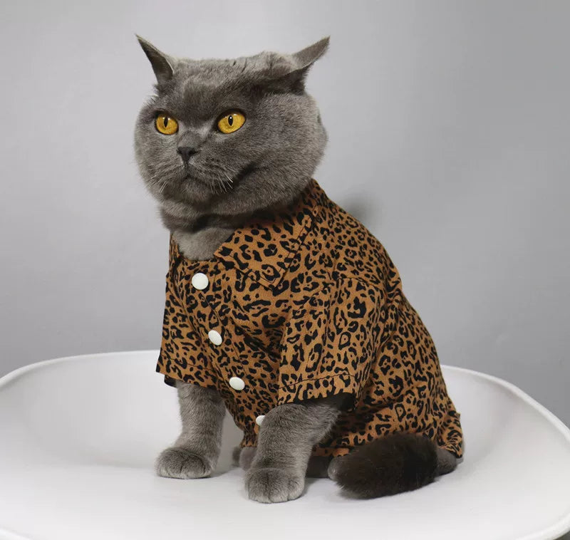 British Shorthair Leopard Print Shirt Skin-Friendly Cat Clothing