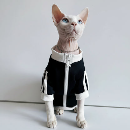 Sphynx Cat Jacket Sports Zip-Up Clothes Devon Rex & Cornish Rex Mesh Outfits