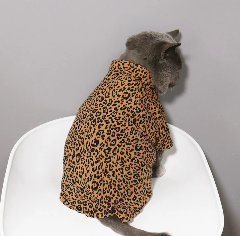 British Shorthair Leopard Print Shirt Skin-Friendly Cat Clothing