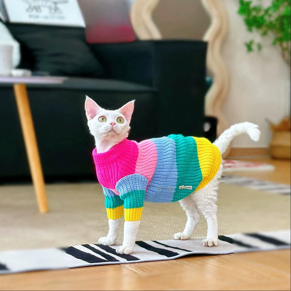 Sphynx Cat Clothes Knit Jumpers Warm Fashion Hairless Cats Soft Outfit