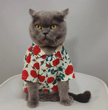 British Shorthair Rose Print Shirt Soft Floral Cat Clothing