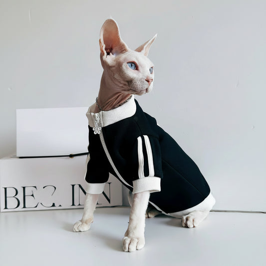 Sphynx Cat Jacket Sports Zip-Up Clothes Devon Rex & Cornish Rex Mesh Outfits