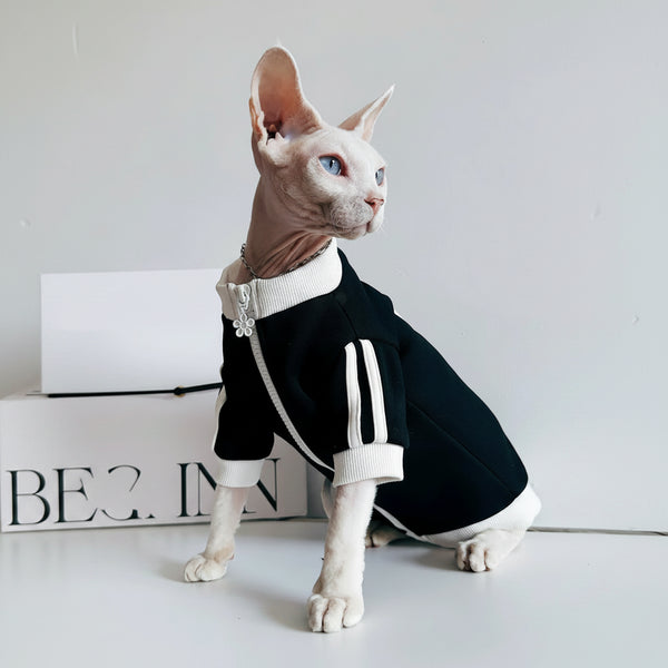 Sphynx Cat Jacket Sports Zip-Up Clothes Devon Rex & Cornish Rex Mesh Outfits