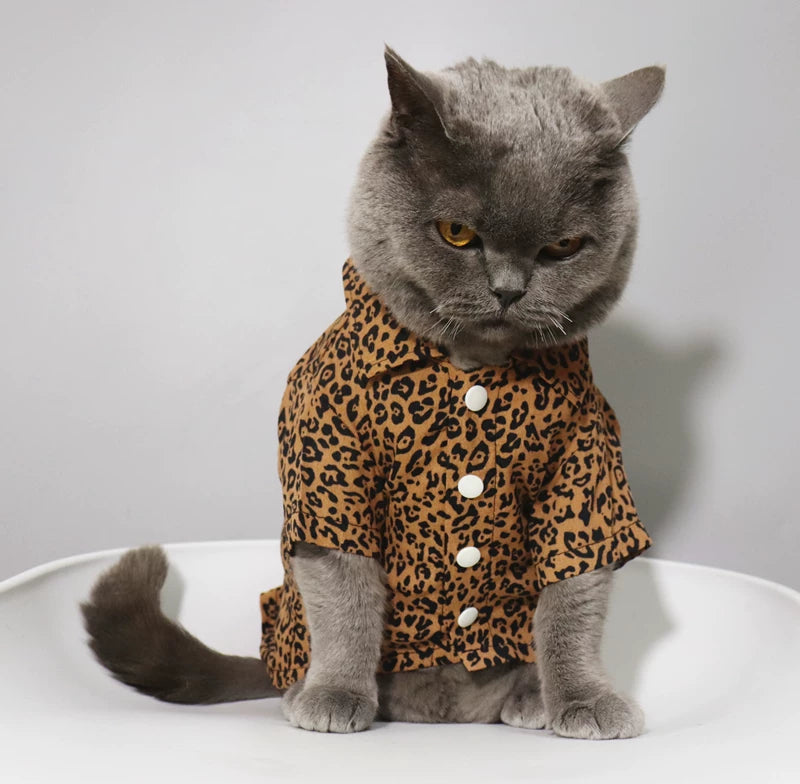British Shorthair Leopard Print Shirt Skin-Friendly Cat Clothing