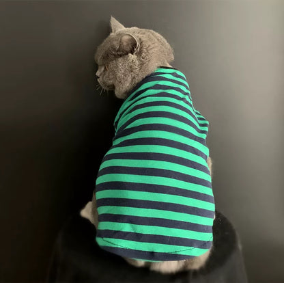 British Shorthair Striped Jumper  Classic Cotton Cat Top
