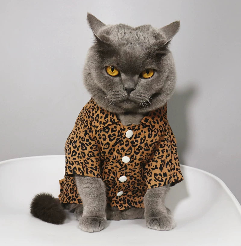 British Shorthair Leopard Print Shirt Skin-Friendly Cat Clothing