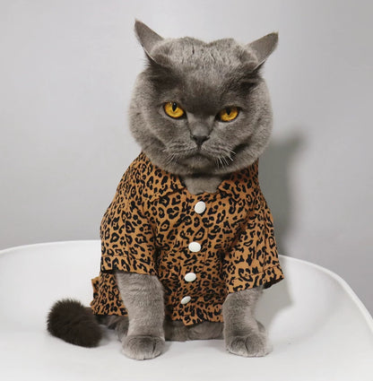 British Shorthair Leopard Print Shirt Skin-Friendly Cat Clothing