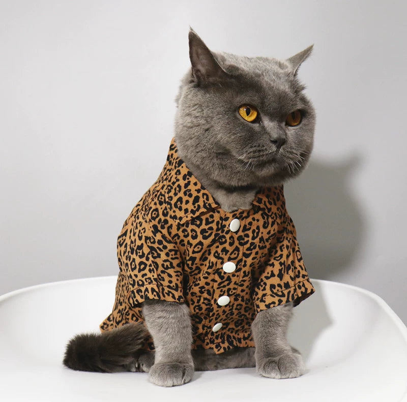 British Shorthair Leopard Print Shirt Skin-Friendly Cat Clothing