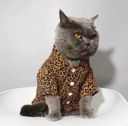 British Shorthair Leopard Print Shirt Skin-Friendly Cat Clothing