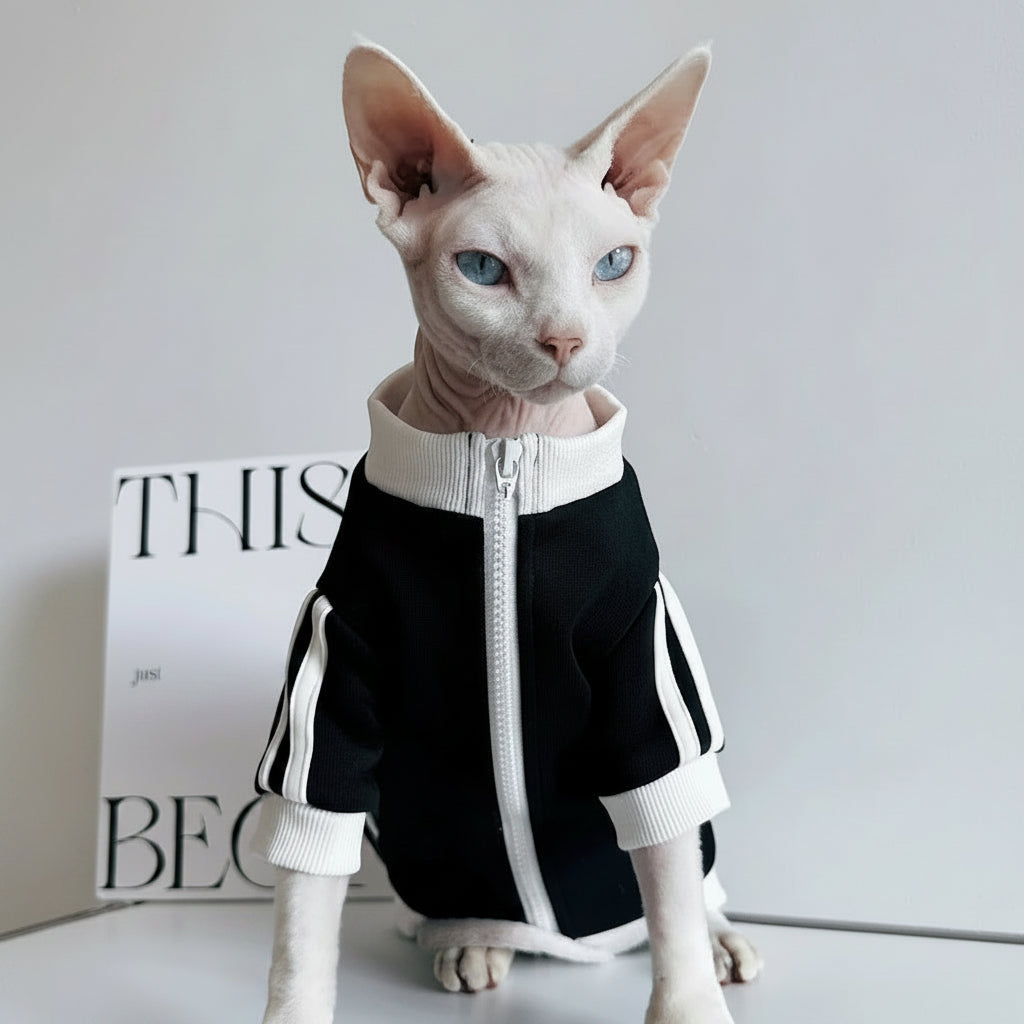 Sphynx Cat Jacket Sports Zip-Up Clothes Devon Rex & Cornish Rex Mesh Outfits