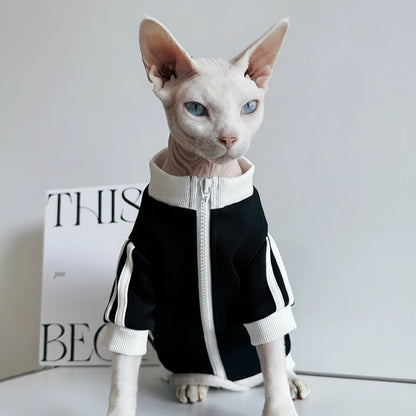 Sphynx Cat Jacket Sports Zip-Up Clothes Devon Rex & Cornish Rex Mesh Outfits