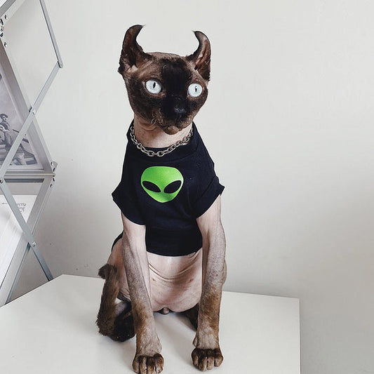 Sphynx Cat Jumpers Summer Mesh Outfit Fun Tee for Hairless and Devon Rex Cats