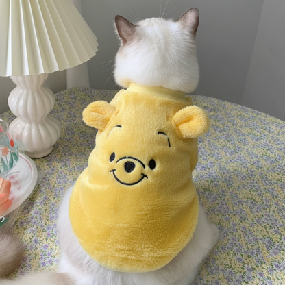Cat Yellow Bear Hoodie Back