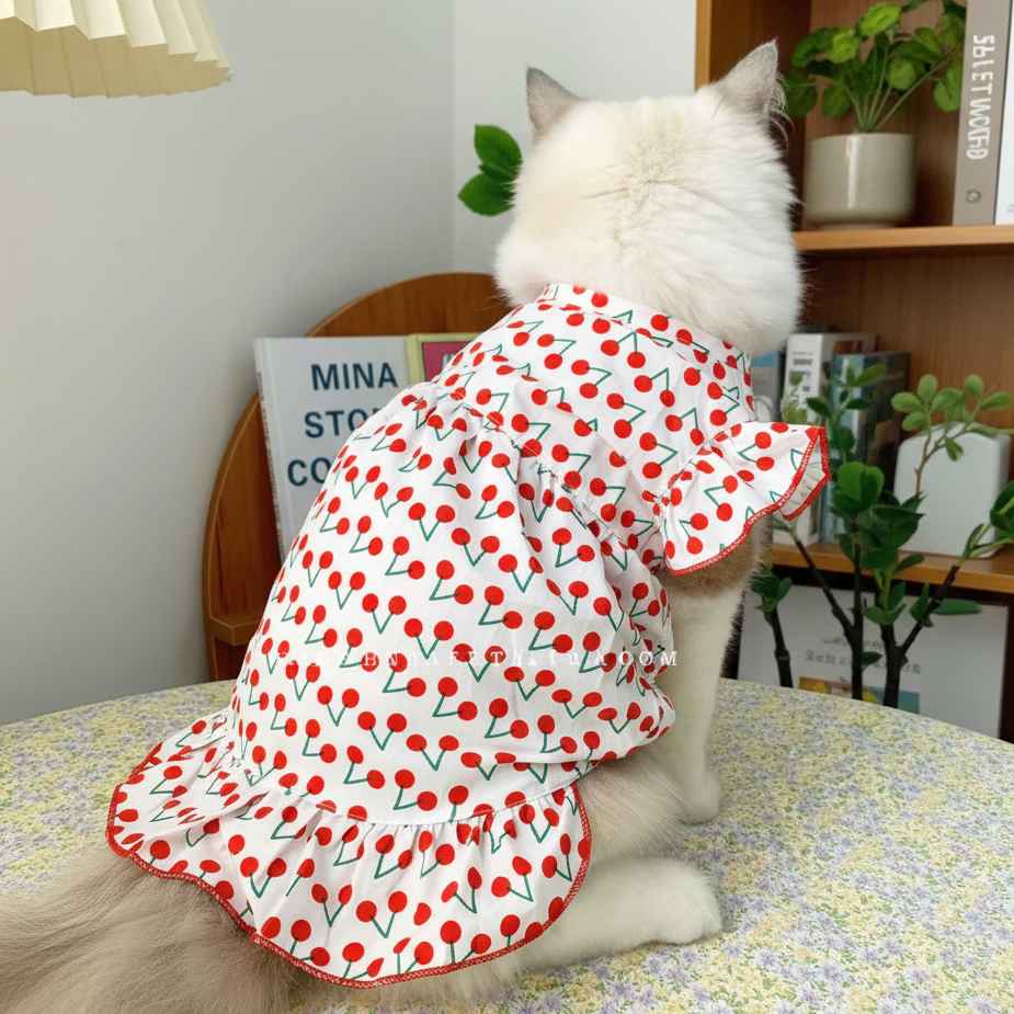 Cherry Dress Three Quarter Back