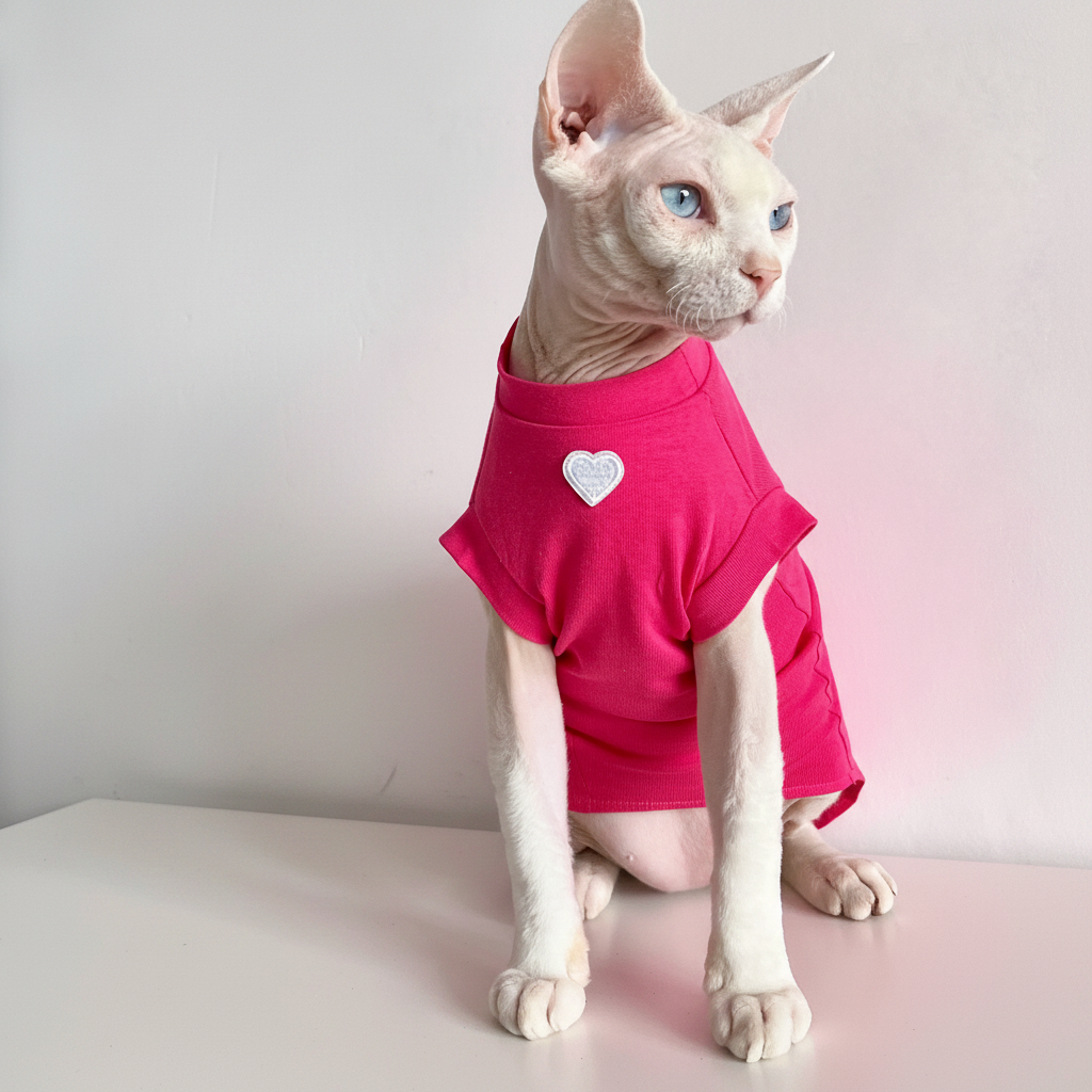 热粉色猫咪T恤